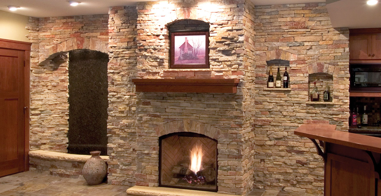 Brick cladding panels for fireplaces