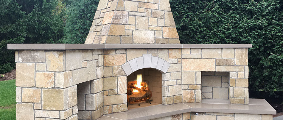 Fireplace Stone Veneer Modern Rustic Outdoor Patio Dream Home Landscape Buechel Stone